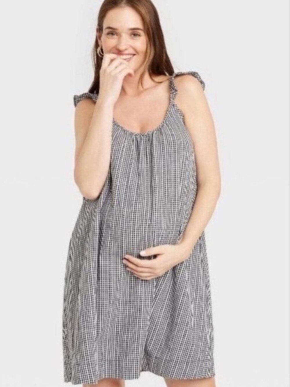 The Nines by Hatch Gingham Maternity Dress in Black and White